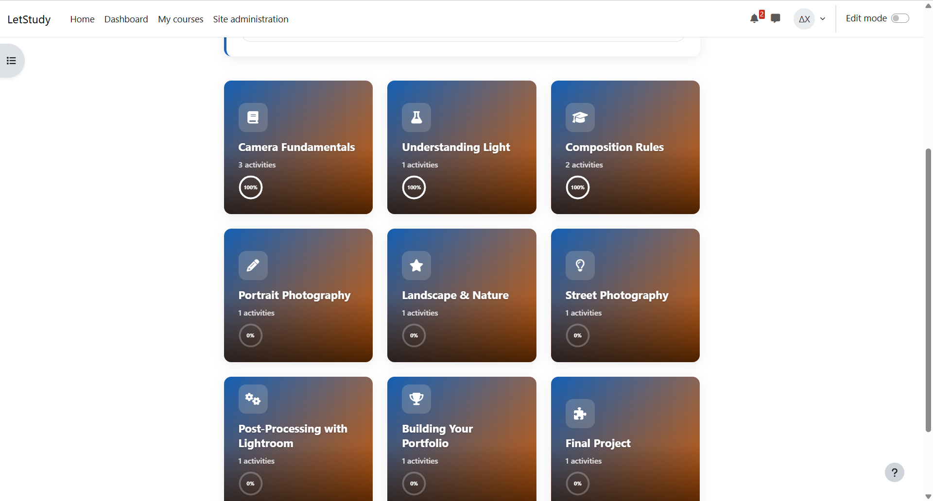 Letstudy Course Format screenshot